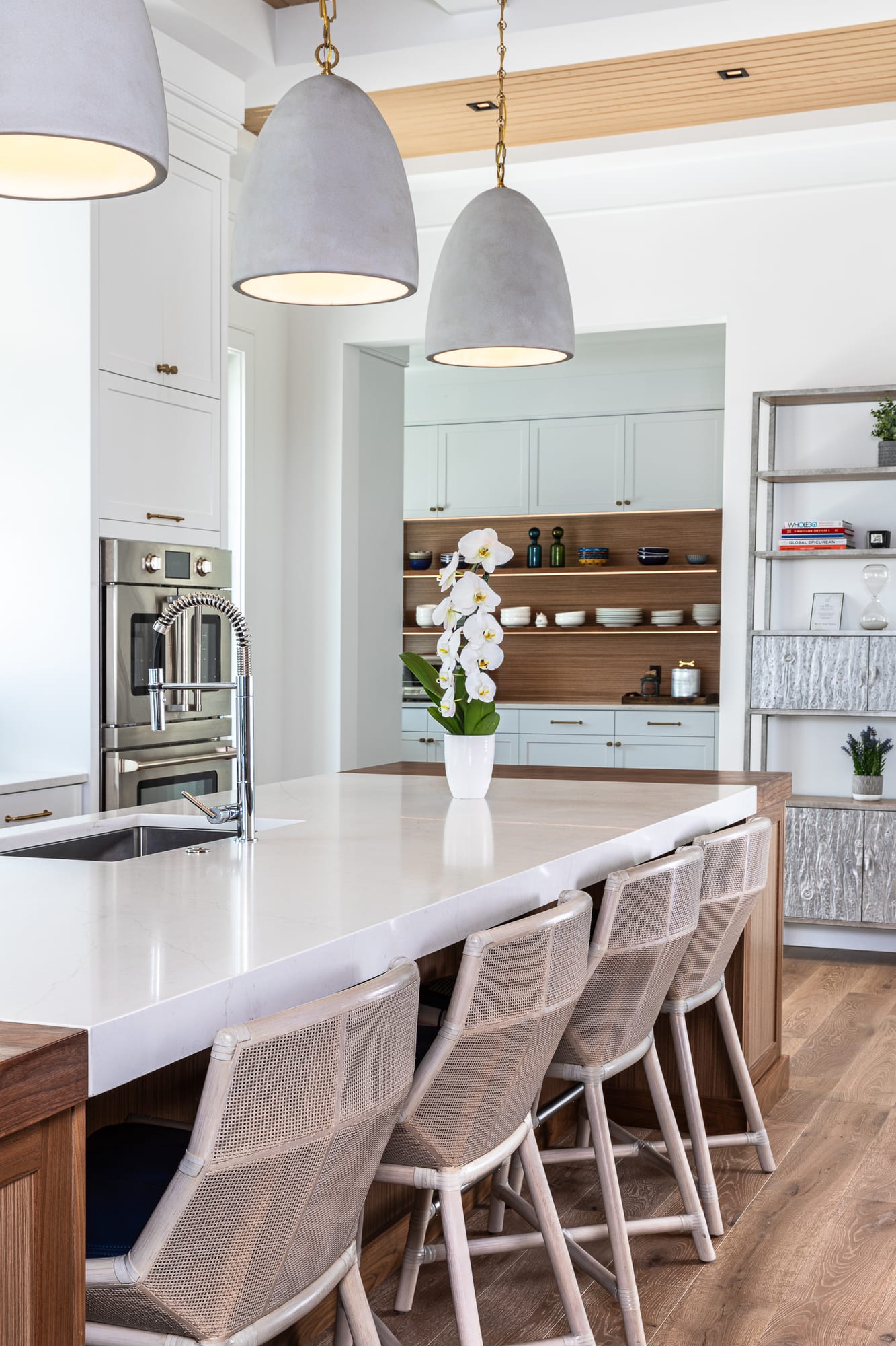 Builders East, kitchen with walnut island